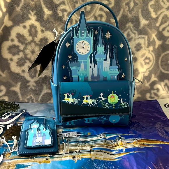 NWT Cinderella nighttime Loungefly mini backpack and matching cardholder